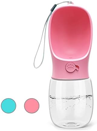 Kalimdor Dog Water Bottle, Leak Proof Portable Puppy Water Dispenser with Drinking Feeder for Pets Outdoor Walking, Hiking, Travel, Food Grade Plastic (12oz Pink) by Kalimdor