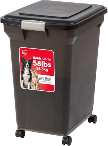 IRIS USA Dog Food Storage Container, Up to 58 lbs, Smoke Black, Made in USA by IRISUSA