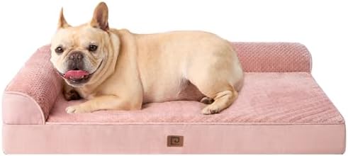 EHEYCIGA Orthopedic Dog Bed Medium Size Dogs, Memory Foam Dog Bed with Washable Removable Cover, Waterproof Pet Sofa Couch for Crate with Nonskid Bottom, 30x20x6, Pink by EHEYCIGA