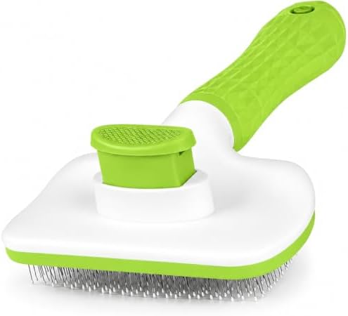 Versatile Pet Grooming Brush and Deshedding Tool - Gently Removes Loose Undercoat for Cats and Dogs, Suitable for Pet Massage (Green Light) by Unknown