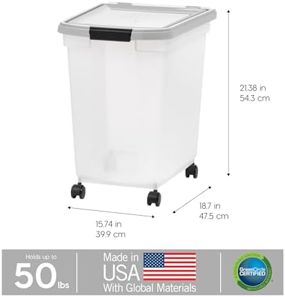 IRIS USA Dog Food Storage Container, Up to 50 lbs, Clear/Gray, Made in USA - Image 3