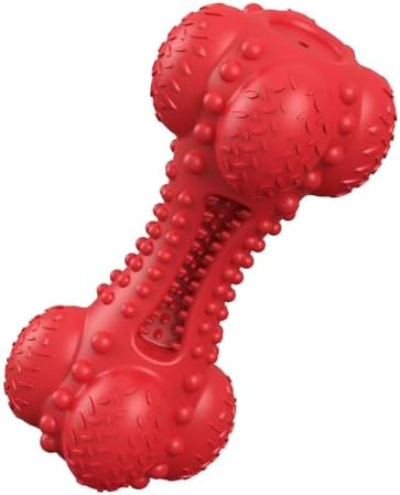 SCHITEC Squeaky Dog Chew Toy for Aggressive Chewers Large Breed, Tough Interactive Teething Rubber Bone for Big Medium Dogs by SCHITEC