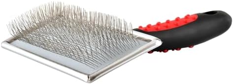 Jeffers Pet Non Slip Slicker Grooming Brush – Soft Flexible Pins, Red & Black Handle. Detangling Grooming Tool for Dogs & Cats w/Short, Long, Thick & Curly Coats, Easy Storage, Travel Size - Large by Jeffers
