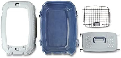 Amazon Basics Sturdy Portable 2-Door Top-Load Hard-Sided Pet Travel Carrier with Secure Ventilation, Handle, Front & Top Entry for Dogs, Cats, 22.8"L x 15"W x 13"H, Gray & Blue - Image 7