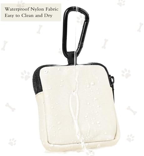 Waterproof Dog Treat Pouch, Dog Training Treat Pouch Built in Poop Bag Dispenser Adjustable Shoulder Bag (BLK) (Beige Small Pouch) - Image 6