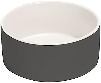 SPUNKYJUNKY 28.7OZ Ceramic Dog and Cat Bowl, Modern Cute Weighted Food Water Bowl for Replacement White-Grey (1 Pack) by SPUNKYJUNKY