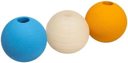 Amazon Basics Interactive Bouncy Durable Rubber Dog Toy Balls, 2.5 inch, Blue, Beige, Orange, Pack of 3 by AmazonBasics