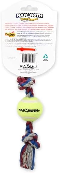 Flossy Chews Cottonblend 3 Knot Tug Rope Dog Toy with Mini Tennis Ball, Mini 11", Interactive Fun, Safe & Non-Toxic, Extra Small