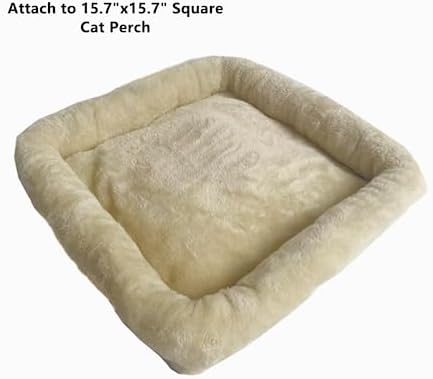 SHENGOCASE Cat Tree Tower Accessories Replacement Parts Top Cushion Bed Cover for Cat Perch with Elastic Band (15.7" x 15.7", Beige) - Image 2