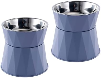Elevated Cat Bowls for Food and Water 2Pcs, Raised Cat Food Bowls Beneficial for Digestion, Resonable Height, Whisker-Relief, Easy to Clean, 13oz(Blue) by NAHANGPET