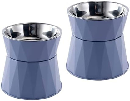 Elevated Cat Bowls for Food and Water 2Pcs, Raised Cat Food Bowls Beneficial for Digestion, Resonable Height, Whisker-Relief, Easy to Clean, 13oz(Blue) by NAHANGPET