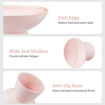 LoeJan Ceramic Cat Bowls, Elevated Cat Food and Water Bowls Set, Extra Wide and Raised Ceramic Bowls, Anti-Vomit Whisker-Free Pressure Cat Feeder for Kittens to Adult Cats - Image 3