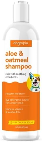 Everyday Aloe & Oatmeal Shampoo – Piña Colada Scent (16oz) | Nourishing Shampoo for Dogs and Cats Rich with Soothing Emollients | Alcohol-Free, Soapless & Tearless by Dogtopia