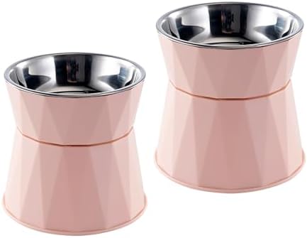 Elevated Cat Bowls for Food and Water 2Pcs, Raised Cat Food Bowls Beneficial for Digestion, Resonable Height, Whisker-Relief, Easy to Clean, 13oz(Pink) by NAHANGPET
