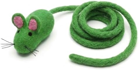 Glaciart One Felt Mouse Cat Toy – Soft Fuzzy Enrichment 100% Natural Wool - Interactive Catnip Play Cat Toy Set - Safe for Pets, Non-AZO Colored Dyes - 100” Long by GlaciartOne