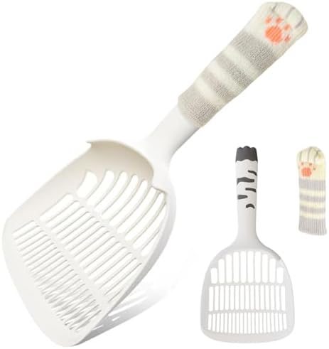 Cat Scooper for Litter Box, Cat Litter Scoop, Kitty Litter Scoop, Cat and Dog Poop Collector, Pet Litter Sifter, Cute Handle, Cat Litter Scooper with Holder for Various Litter Boxes (White) by Unknown