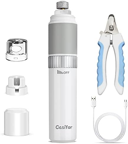 Dog Nail Grinder and Clippers Quiet with 10h Working Time Professional Pet Nail Trimmer Stepless Speed Regulation Pet Nail Grinder Electric Nail File for Large Medium Small Dogs and Cats… by Casifor