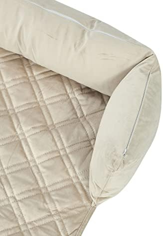 Brilliant Sunshine Beige Natural Velvet Dog Sofa Slipcover, Extra Large - Image 3