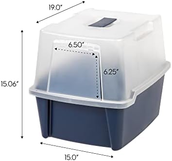 IRIS USA Large Front Door Cat Litter Box, Walk-in Entry, Navy - Image 2