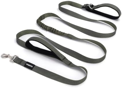 10FT Hands-Free Bungee Dog Leash (Olive Green, Medium (6–8FT)) by PAWZPAL
