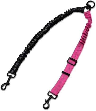 Double Dog Leash Coupler-360° Swivel, No Tangle Dual Walking Leash Attachment with Adjustable Strap & Reflective Shock Absorbing Bungee, Split Lead for Two Different Size Dogs by Unknown