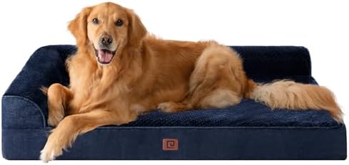 EHEYCIGA Extra Large Dog Bed Othorpedic, Memory Foam XL Dog Bed with Washable Removable Cover, Waterproof Pet Sofa Couch XLarge Size Dogs with Nonskid Bottom, 44x32x6.5, Navy Blue by EHEYCIGA