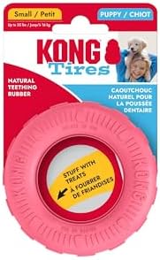 KONG Puppy Tires, Natural Rubber Teething Toy, for Small Puppies, Pink by KONG