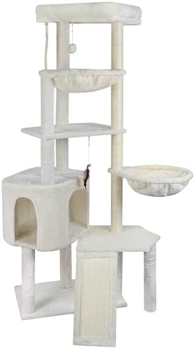 Wang Xin Four Layer Big Cat Tree with Huge Cat Condo and Two Hammocks Scratch Pad,Beige by Unknown