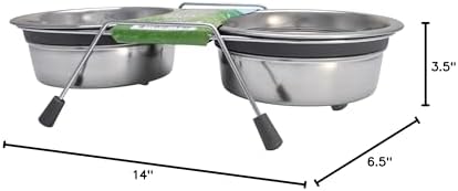 Loving Pets Silent Double Diner Pet Bowl, 1-Quart, Grey - Image 3