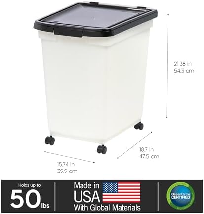 IRIS USA Dog Food Storage Container, Up to 50 lbs, Pearl/Black, Made in USA - Image 3
