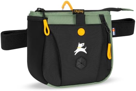 OllyDog Backcountry Day Bag | Dog Training Treat Pouch | Eco-Friendly Recycled Fabric Fanny Pack with Zipper Closure, Built-in Poop Bag Dispenser & Adjustable Waist Belt (Olivine) by OllyDog