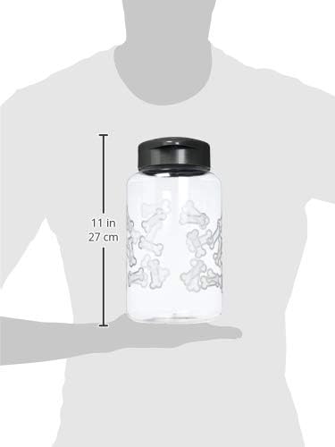 Lixit® Dog Treat Plastic Jar - Airtight Food and Treat Storage Jars for Dogs, Cats, Small Animals and Birds - Made in USA (Paw Prints - Gray, 128 Ounce)