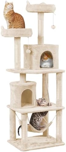 Yaheetech Cat Tower, 70.5in Cat Tree for Indoor Cats, Multi-Level Climbing Tree w/Condo & Plush Perches, Large Cat Play House Scratching Post for Kitten Beige by Yaheetech