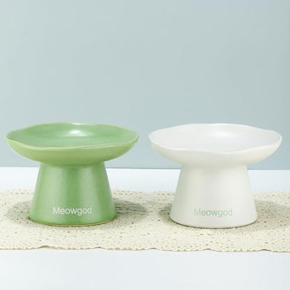 Elevated Cat Bowls,Wide Shallow 6.1" Ceramic Raised Bowls Anti Vomiting,Elevated Bowl Perfect for Flat Faced Cats,Stress Free,Reliefs Fatigue,Cat Dishes for Dry Food and Wet Food - Image 2