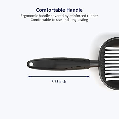 WePet Cat Litter Scoop, Non-Stick Plated Aluminum Alloy Sifter, Kitty Durable Metal Scooper, Deep Shovel, Long Handle, Kitten Pooper Lifter, Size Large, Coated Black Body with Black Handle - Image 4