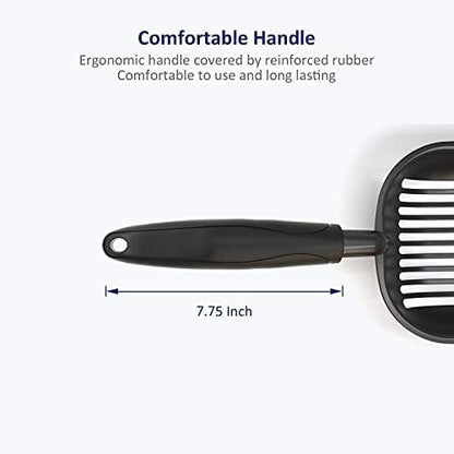 WePet Cat Litter Scoop, Non-Stick Plated Aluminum Alloy Sifter, Kitty Durable Metal Scooper, Deep Shovel, Long Handle, Kitten Pooper Lifter, Size Large, Coated Black Body with Black Handle - Image 4