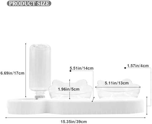 Triple Dog 3-in-1 Tilt Cat Bowls - Double Food Bowls with Automatic Water Bottle, Removable Wet & Dry Food Bowl Set for Small Cats & Puppies (White) - Image 5