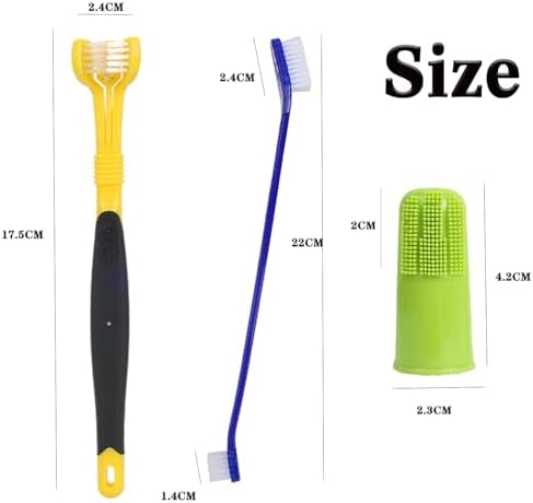 YMCCOOL Triple Head & Double Head Dog Toothbrush Set,360 Degree Toothbrush,Finger Rubber Toothbrush, Multi-Angle Dental Cleaning Brushes forDog Cat Oral Dental Health - Image 2