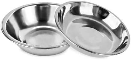 ZUFECY 2-Pack Cat Bowl Combo Set,7.1'' Stainless Steel Flat Plate & Deep Bowl, Dual-Purpose for Dry/Wet Food & Water Feeding​ by ZUFECY