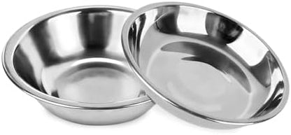 ZUFECY 2-Pack Cat Bowl Combo Set,7.1'' Stainless Steel Flat Plate & Deep Bowl, Dual-Purpose for Dry/Wet Food & Water Feeding​ by ZUFECY