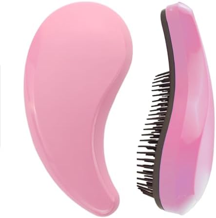 Comma-Shaped Small Dog Brush, Puppy Essentials (Pink) by PetJoyHaven