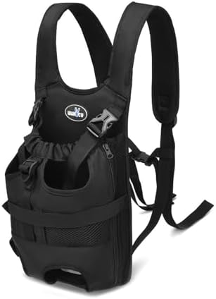 Wakytu Pet Front Dog Carrier Backpacks, Adjustable Dog Backpack Carrier, Comfortable Shoulder Straps, Soft Sponge Cushion, Designed to Fit Pets, S Size, 2-7LB by Petshome