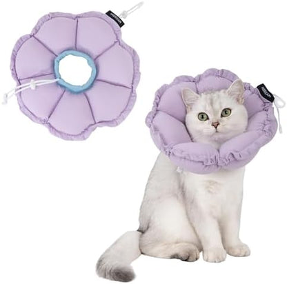 H HIDREAM Soft Cat Cone Collar， Cute Adjustable Cat Recovery Collar，Elizabethan e Collar that can Protect Head and Foot Wounds，Purple Flower All-Season Style by HHIDREAM