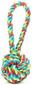 Woof & Whiskers Ball Rope Knot Loop Dog Puppy Pet Chew Toy for Pulling Fetching Tossing Playtime Small Medium Large Dogs