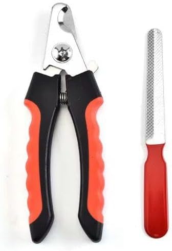 Dog Nail Clippers and Cat Nail Clipper Set with Light—Safe, Easy, and Precise Grooming Tool for Dogs, Cats, Puppies, and Small Pets (Red)