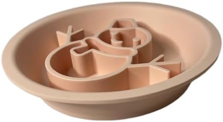 Snowman/Christmas 2-in-1 Silicone Slow Feeder & Licking Mat - BPA Free, Dishwasher Safe, 500ml Capacity, Perfect for Dogs & Cats (Pale Pink)