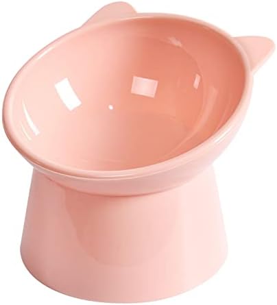 Tilted Elevated Cat Food Bowl - Cats Bowls Whisker Friendly Anti Vomiting Slanted Feeding Bowls Cute Shallow(Tall Cat Bowl-Pink) by NABOKIO
