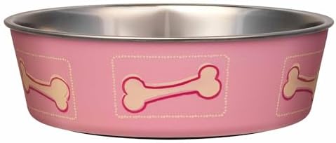 Loving Pets Bella Dog Bowls- Stainless Steel Dog & Cat Bowls - Spill Proof Dog Food Bowl, Cat Bowl, Puppy Essentials & Pet Supplies Great for Home & Travel (Large 35-65 lbs, Coastal Pink) by Loving+Pets