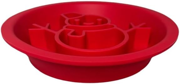 Snowman/Christmas 2-in-1 Silicone Slow Feeder & Licking Mat - BPA Free, Dishwasher Safe, 500ml Capacity, Perfect for Dogs & Cats (Christmas Red)