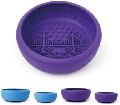 Dog Lick Bowl & Slow Feeder Lick Mat, Purple, Small by FurBingo